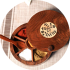 Kbl Round Wooden Spice Box With Spoon For Kitchan